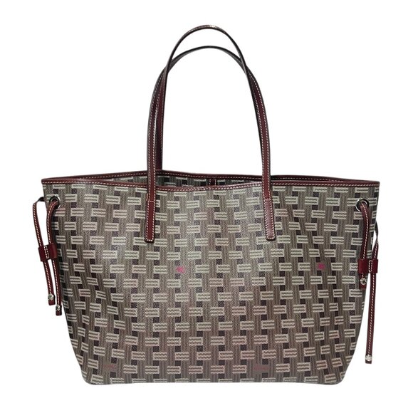 Etro Gray Red Multi Monogram Double Top Handle Tote Bag AS IS - Picture 1 of 15